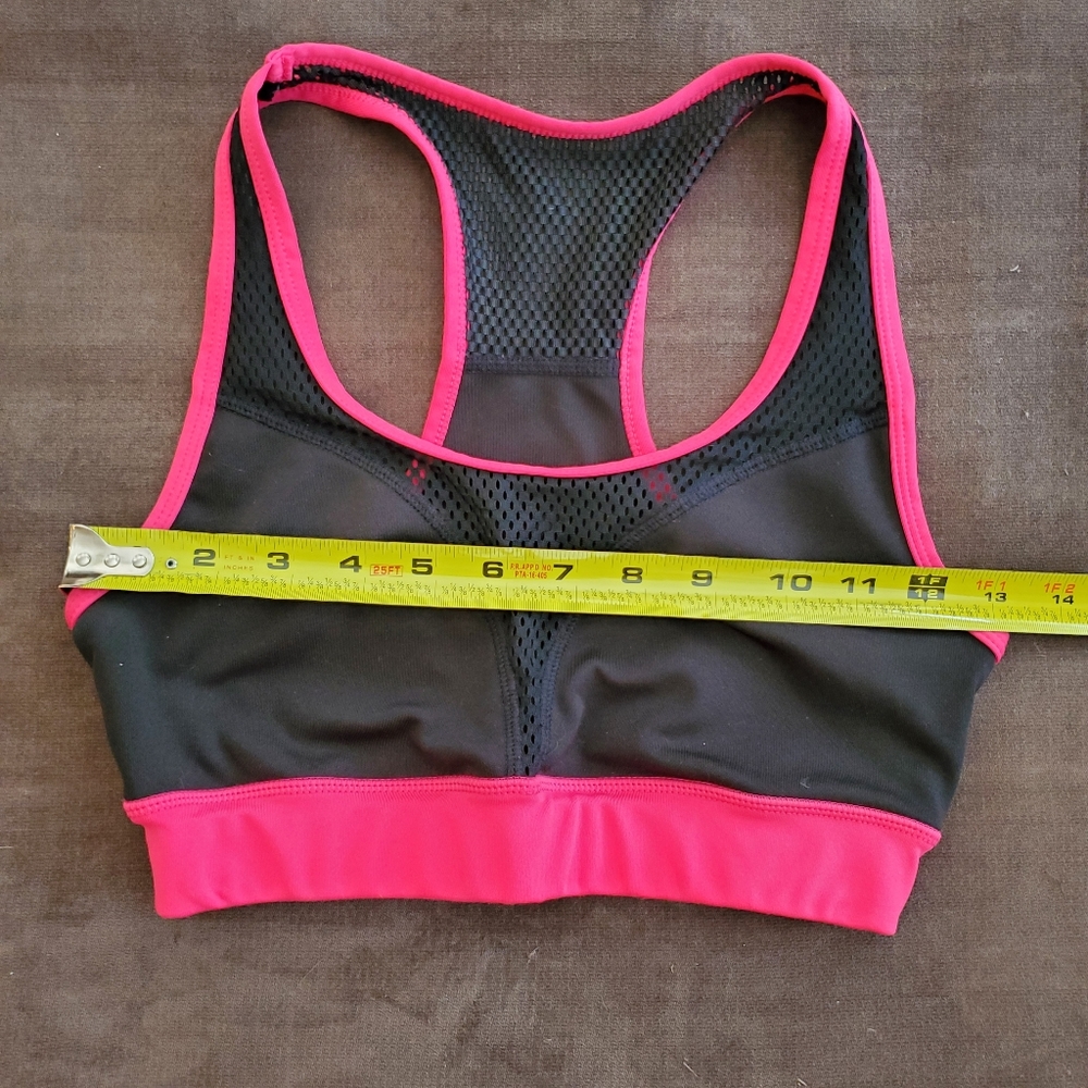 Popfit neon pink with mesh sports bra crop top sz S - Picture 2 of 6